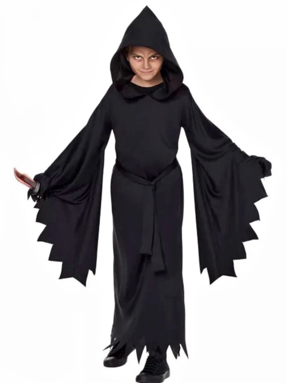 Kids Hooded Black Robe Costume